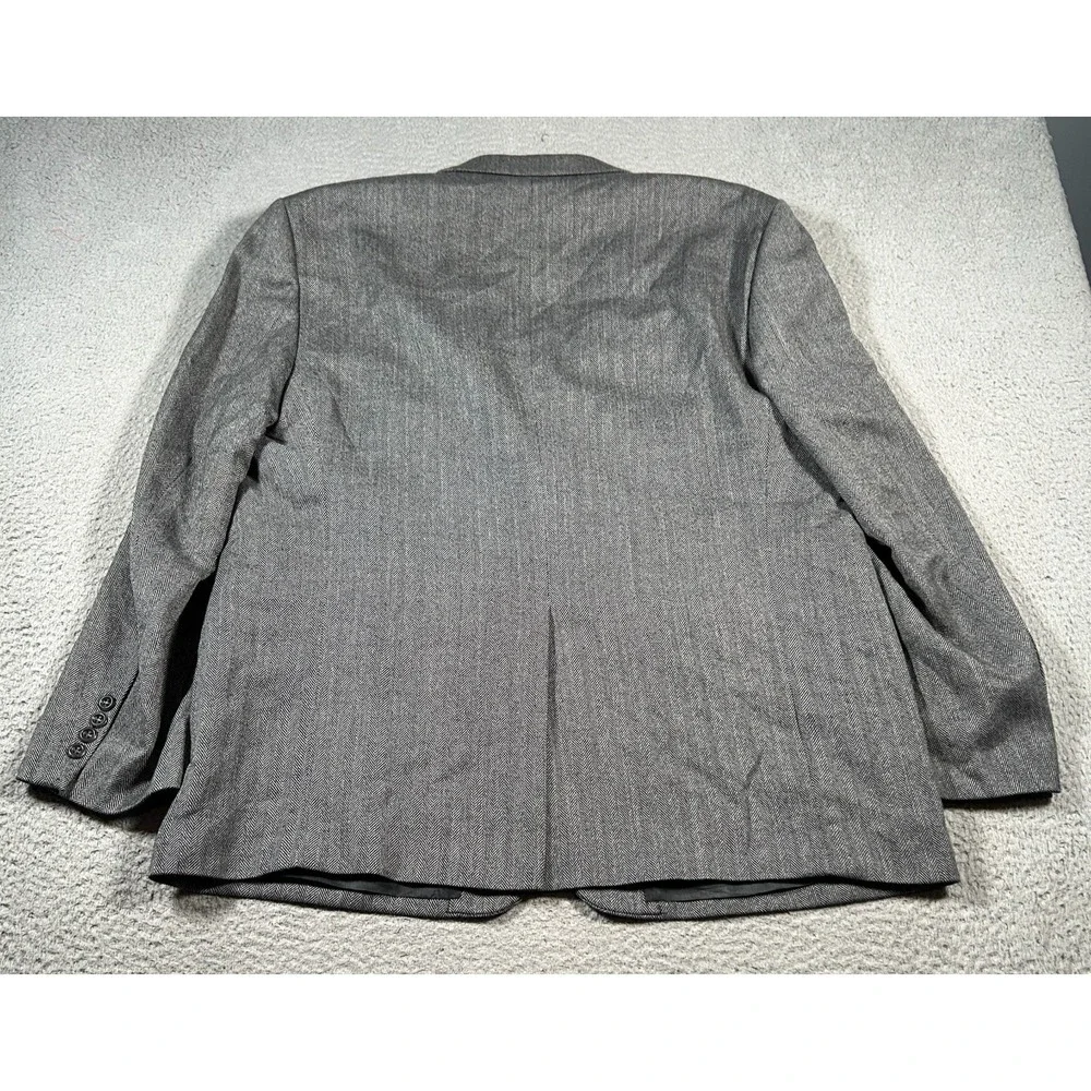 Joseph & Feiss‎ Blazer Jacket Men 48 Grey Herringbone Wool Single Breasted